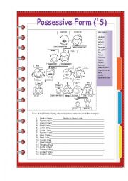 English Worksheet: Possessive Form (s)