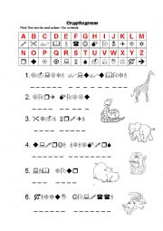 English Worksheet: Animal cryptogram