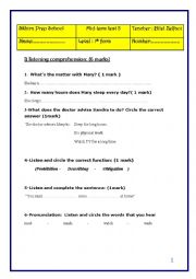 English Worksheet: Seventh form test n3