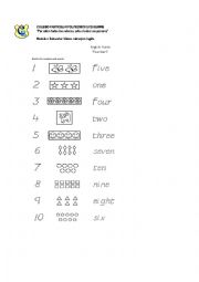 English Worksheet: numbers