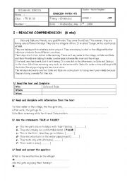 English Worksheet: test 6 gr 7 tunisian programme