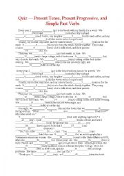 English Worksheet: verbs cloze test