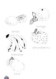 English Worksheet: Fruits practice for kindergarten