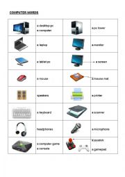 English Worksheet: Computer words