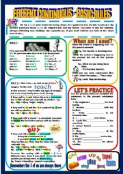 English Worksheet: Present Continuous basic rules