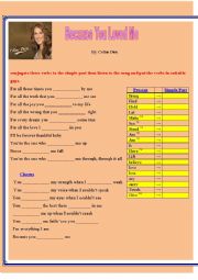 English Worksheet: Because you loved me. By: Celine Dion