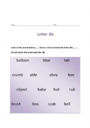 English worksheet: Letter Bb