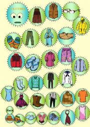 English Worksheet: Clothes Boardgame