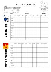 English Worksheet: Pronunciation Battleship