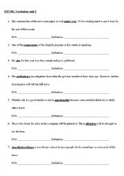English Worksheet: Guessing meaning from context