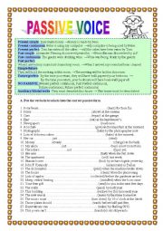 English Worksheet: PASSIVE VOICE - practice, 2 pages