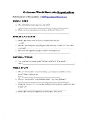 English Worksheet: Guinness World Records - Superlatives