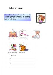 English Worksheet: rules at home with must