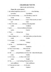 English Worksheet: Grammar: Nouns (singular and Plural)