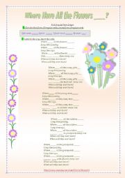 English Worksheet: Where Have All Flowers Gone?