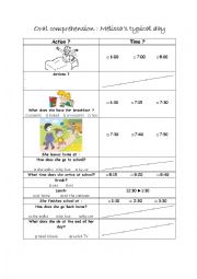 English Worksheet: oral comprehension about daily routine