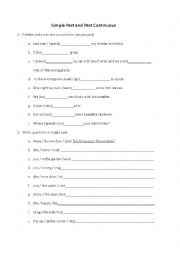 English Worksheet: Simple Past and Past Continuous