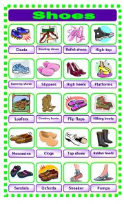 English Worksheet: Shoes Pictionary