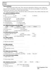 English Worksheet: reading comprehension