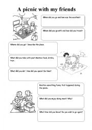 English Worksheet: a picnic with my friends