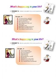 English Worksheet: Whats happening in your life?