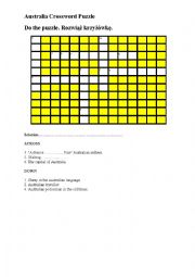 English worksheet: Australian Crossword