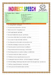 English Worksheet: INDIRECT/REPORTED SPEECH 1- practice- 2 pages