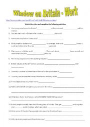 English Worksheet: VIDEOWORKSHEET - WORK (WITH KEY)