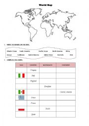 English Worksheet: COUNTRIES, NATIONALITIES, CONTINENTS!