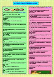 English Worksheet: Active/ passive rephrasing (key)