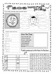 English Worksheet: Face Word Play