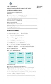 English worksheet: Linking words and listening activity.