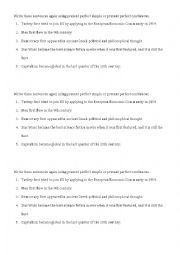 English Worksheet: from past simple to present perfect simple/continuous