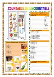 English Worksheet: COUNTABLE/UNCOUNTABLE + CONTAINERS