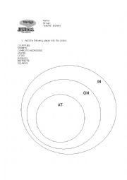 English worksheet: Prepositions In On aT