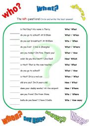 English Worksheet: The Wh questions