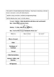 English worksheet: Indirect Objects Home Improvement