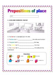 Prepositions of place and colors