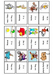 English Worksheet: PRESENT CONTINUOUS DOMINO (part1)