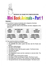 English Worksheet: mini book animals part 1 (farm, forest, garden and pet)