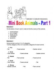 English Worksheet: mini book animals part 2 (farm, forest, garden and pet)