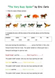 English Worksheet: The Very Busy Spider by Eric Carle