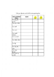 English worksheet: Ask your friends and tick the corresponding box