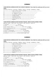 English Worksheet: GERUNDS AS SUBJECTS AND OBJECTS