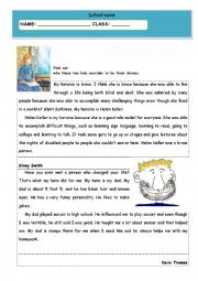 English Worksheet: Test - My hero, by...