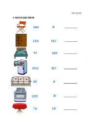 English worksheet: Furniture!