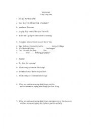 English worksheet: Like, love, hate