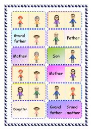 English Worksheet: Family Dominoes
