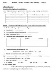 English Worksheet: Lesson1: School Memories 9th form