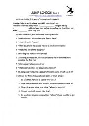 English Worksheet: Parkour video